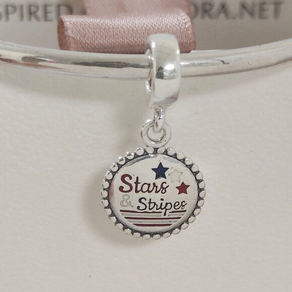 Pandora Stars & Stripes Dangle Charm, Red, White, & Blue Enamel Exclusive Charm - Picture 4 of 5
